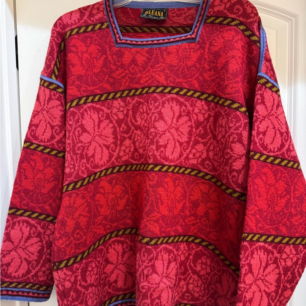 Oleana Red Patterned Women's Sweater